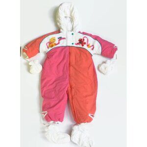 Vtg 90s Sesame Street Babies Full Snowsuit Toddler 24M Elmo Big Bird Mittens